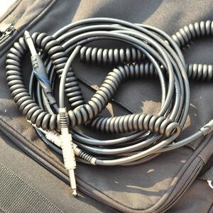 1-2pcs 1/4 in Guitar Music Audio Cable Jack Coiled Or Straight Black